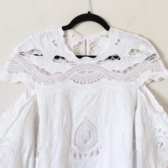 Simkhai Crochet Embroidered Blouson Sleeve Blouse - Picture 3 of 6